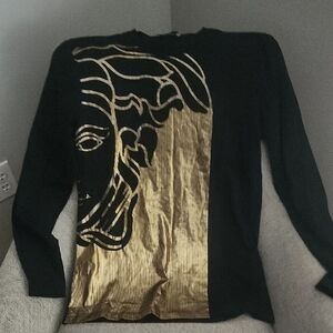 Versace Jeans Collection Black and Gold Crewneck Sweater